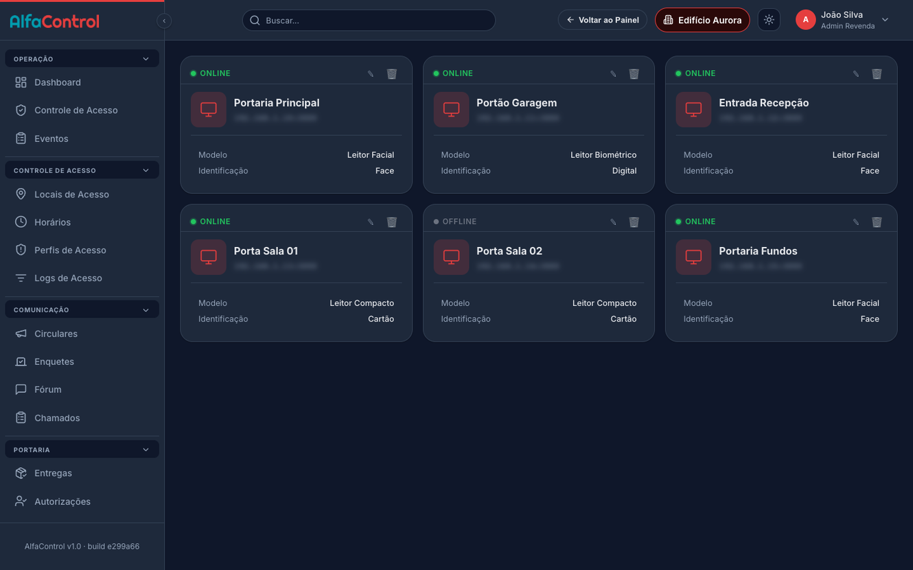 AlfaControl Dispositivos - Tema Escuro